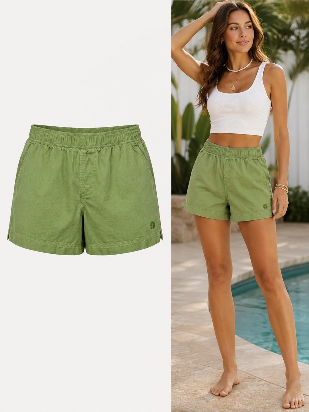 Crazy Shirts Sage Green Shoreline Twill Shorts | Cotton | Hawaii Original | S